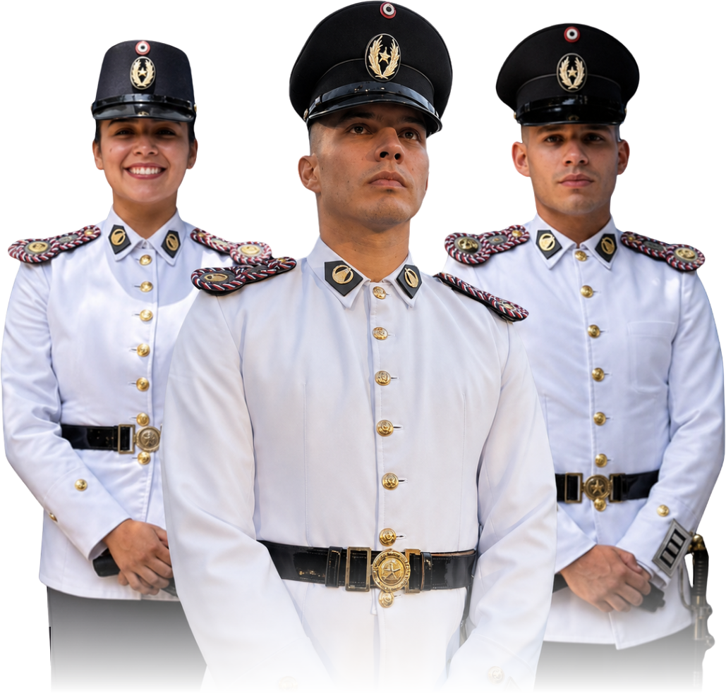 Cadetes de la Policía Nacional del Paraguay con uniforme de gala
